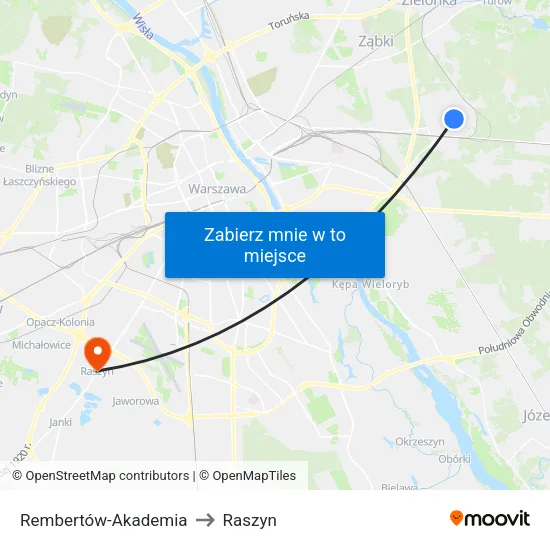 Rembertów - Akademia to Raszyn map