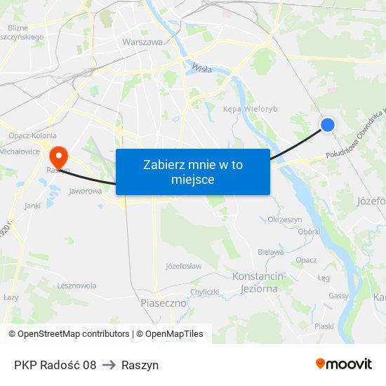 PKP Radość 08 to Raszyn map