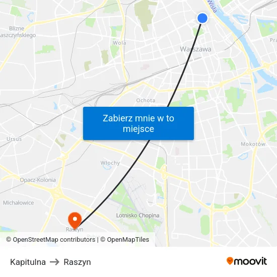 Kapitulna to Raszyn map