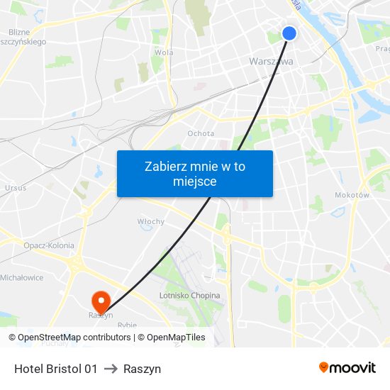 Hotel Bristol 01 to Raszyn map