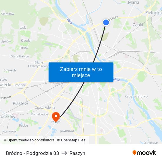 Bródno - Podgrodzie 03 to Raszyn map