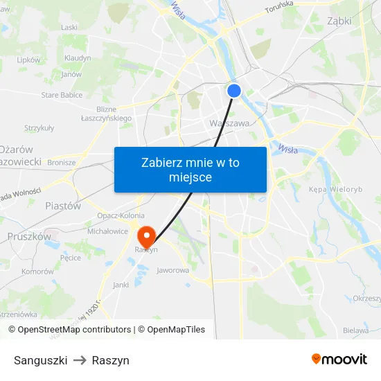 Sanguszki to Raszyn map