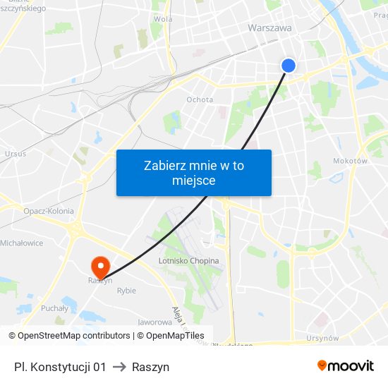 Pl. Konstytucji 01 to Raszyn map