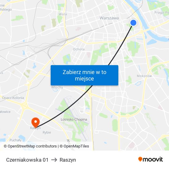 Czerniakowska 01 to Raszyn map