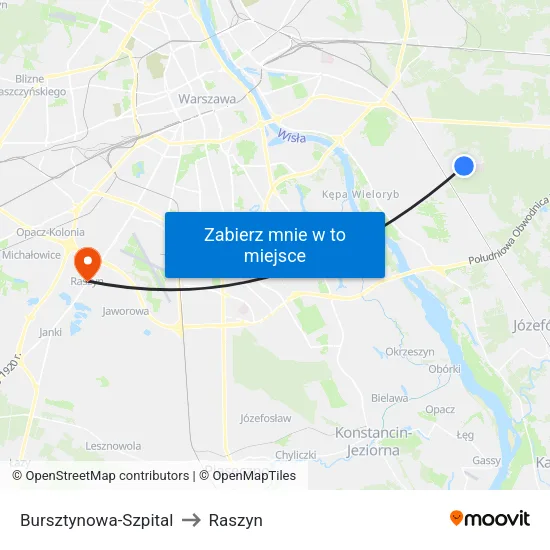 Bursztynowa - Szpital to Raszyn map
