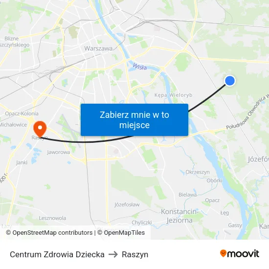 Centrum Zdrowia Dziecka to Raszyn map