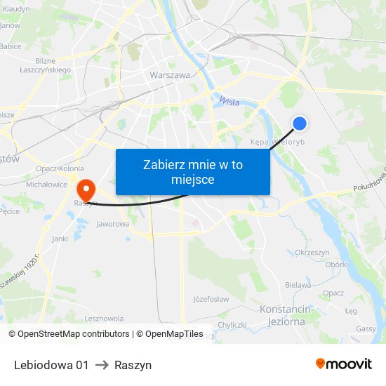 Lebiodowa 01 to Raszyn map