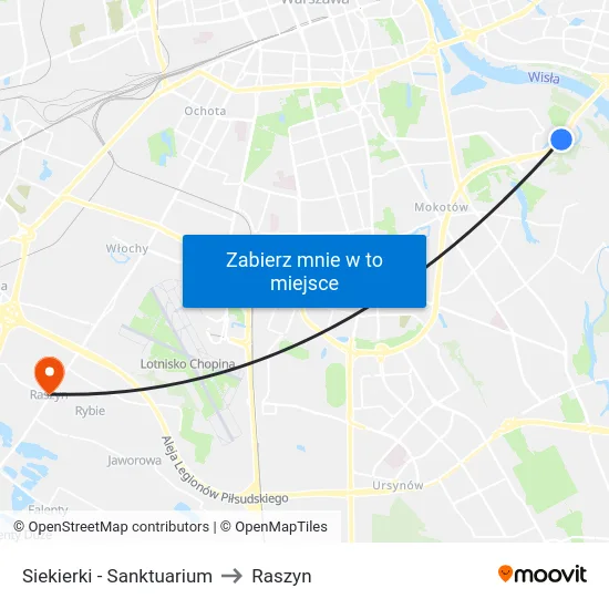 Siekierki - Sanktuarium to Raszyn map