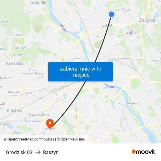 Grodzisk 02 to Raszyn map