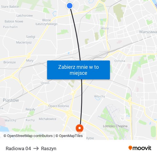 Radiowa 04 to Raszyn map