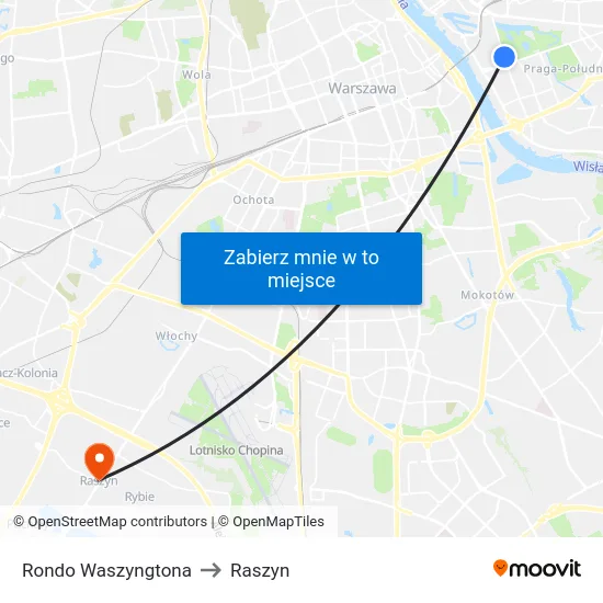 Rondo Waszyngtona to Raszyn map