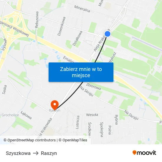 Szyszkowa to Raszyn map