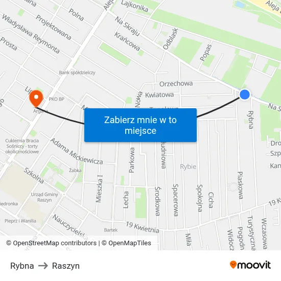 Rybna to Raszyn map