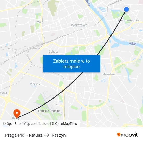 Praga-Płd. - Ratusz to Raszyn map