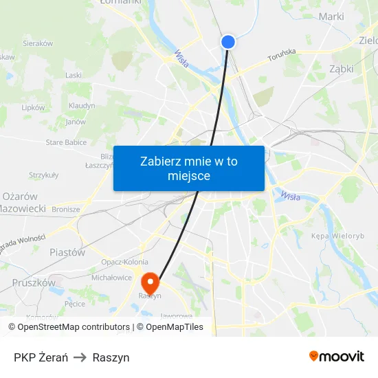 PKP Żerań to Raszyn map