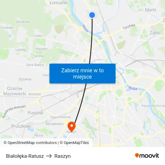 Białołęka - Ratusz to Raszyn map