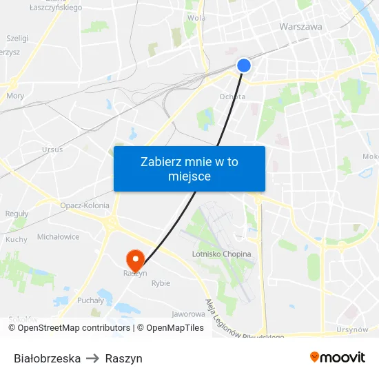 Białobrzeska to Raszyn map