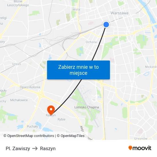 Pl. Zawiszy to Raszyn map