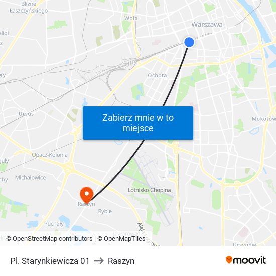 Pl. Starynkiewicza 01 to Raszyn map