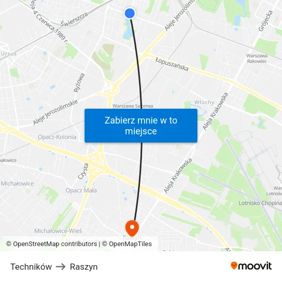 Techników to Raszyn map