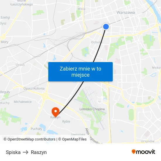 Spiska to Raszyn map