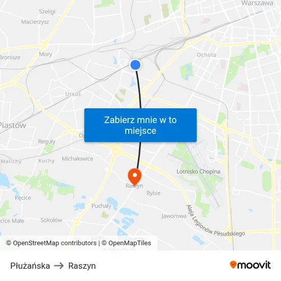Płużańska to Raszyn map
