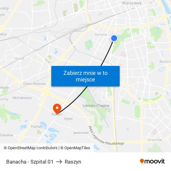 Banacha - Szpital 01 to Raszyn map