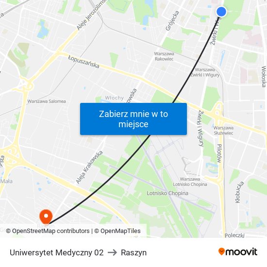 Uniwersytet Medyczny 02 to Raszyn map