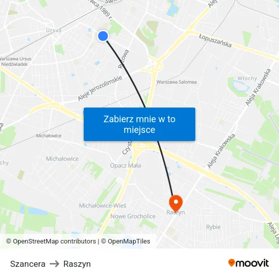 Szancera to Raszyn map