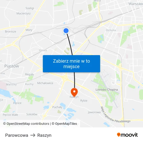 Parowcowa to Raszyn map