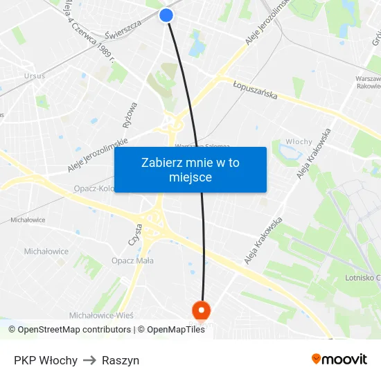 PKP Włochy to Raszyn map