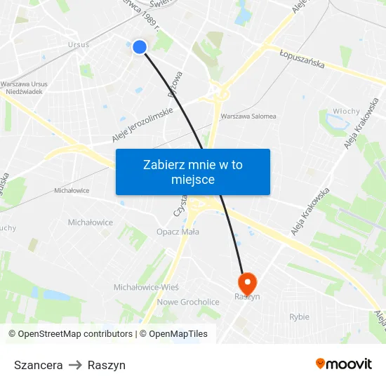 Szancera to Raszyn map