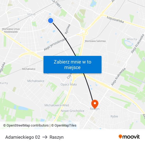 Adamieckiego 02 to Raszyn map