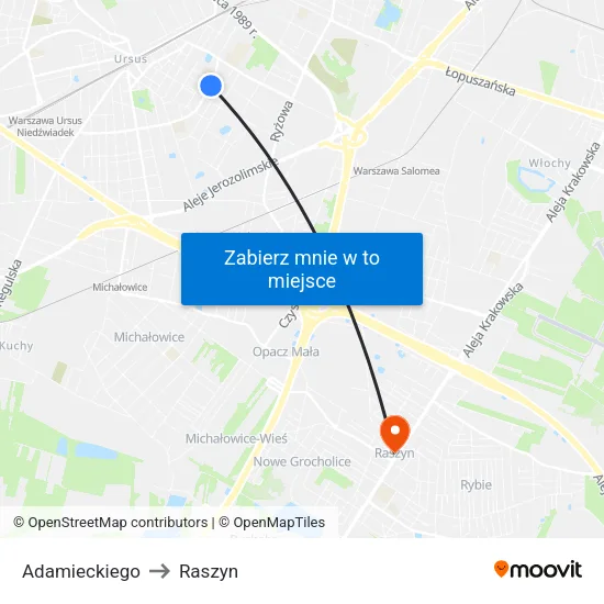 Adamieckiego to Raszyn map