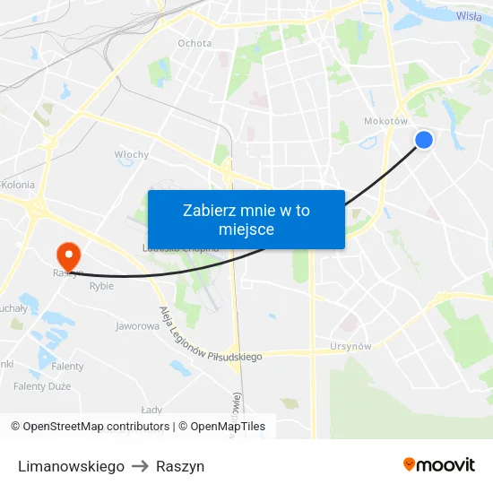 Limanowskiego to Raszyn map