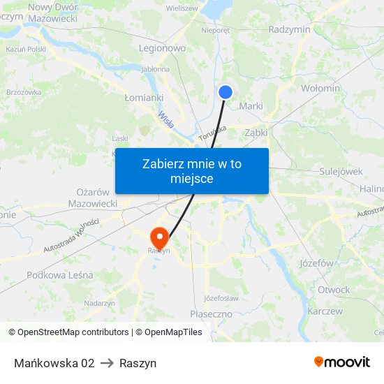 Mańkowska 02 to Raszyn map