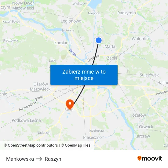 Mańkowska to Raszyn map