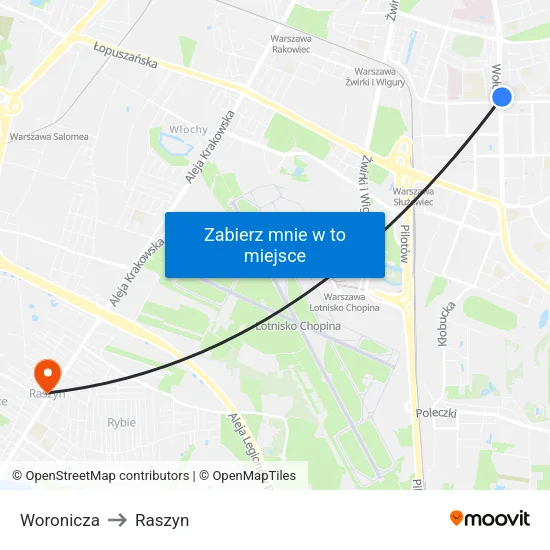 Woronicza to Raszyn map