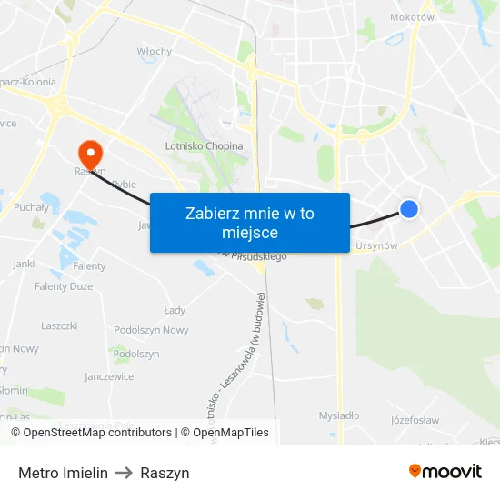 Metro Imielin to Raszyn map