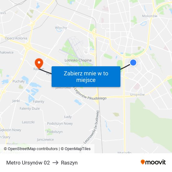 Metro Ursynów 02 to Raszyn map