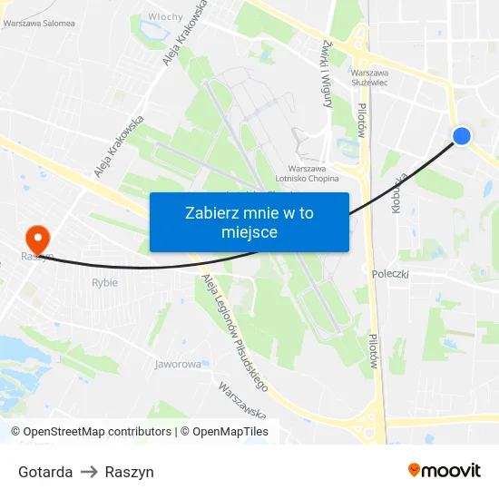 Gotarda to Raszyn map