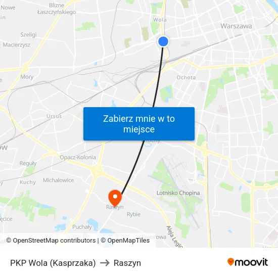 PKP Wola (Kasprzaka) to Raszyn map
