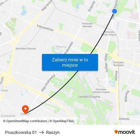 Pruszkowska 01 to Raszyn map