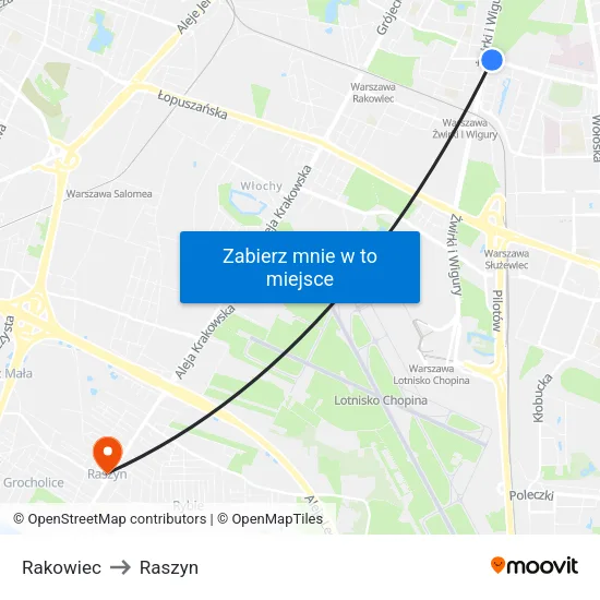Rakowiec to Raszyn map