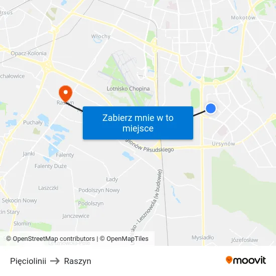 Pięciolinii to Raszyn map