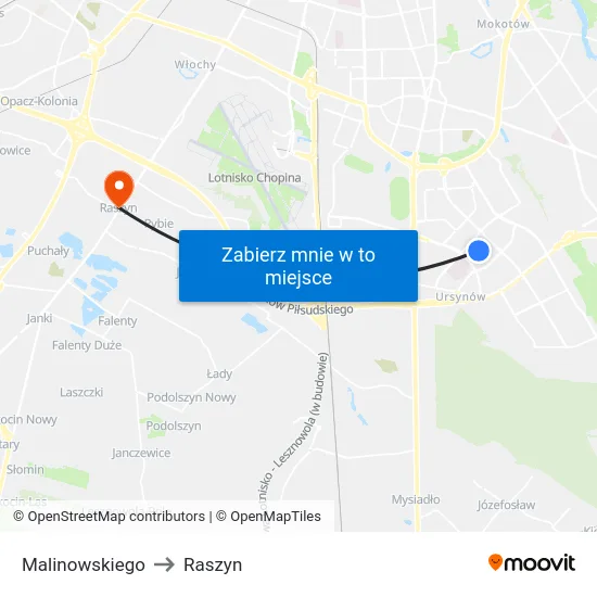 Malinowskiego to Raszyn map