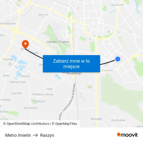 Metro Imielin to Raszyn map