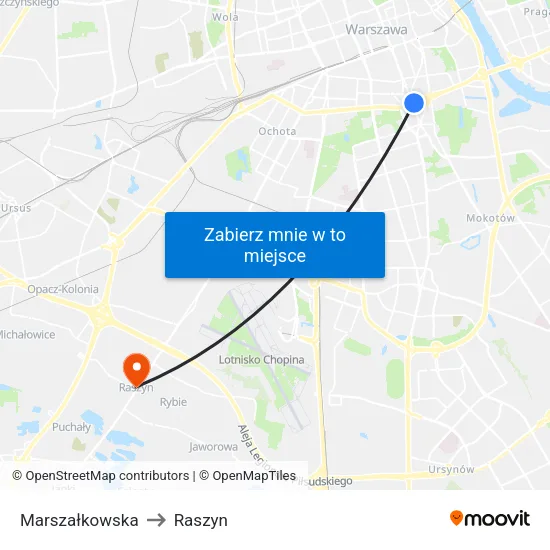 Marszałkowska to Raszyn map