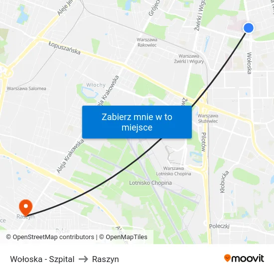 Wołoska - Szpital to Raszyn map