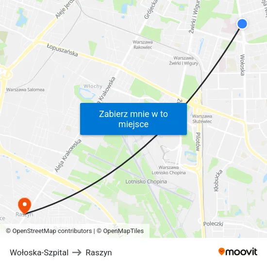 Wołoska - Szpital to Raszyn map